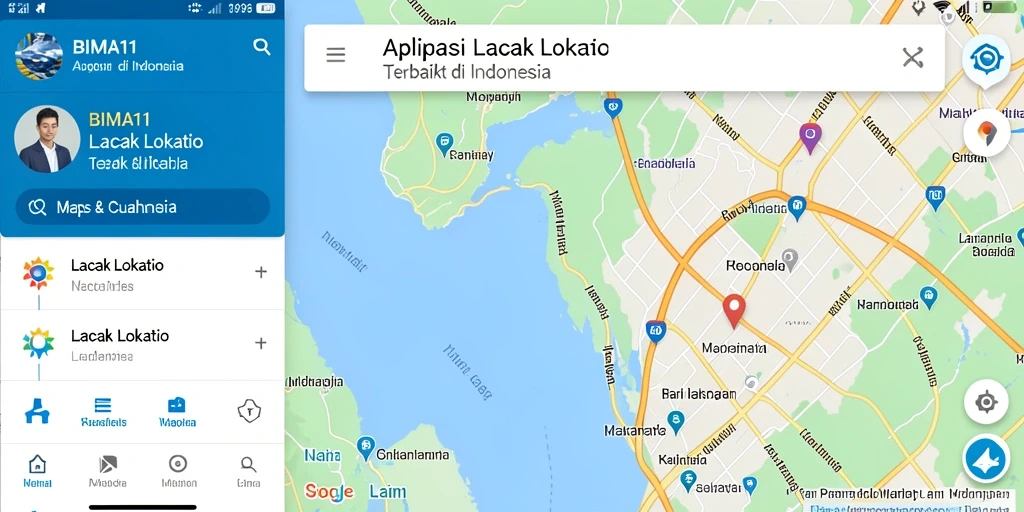 Tampilan antarmuka aplikasi BIMA11 saat melakukan pelacakan lokasi.