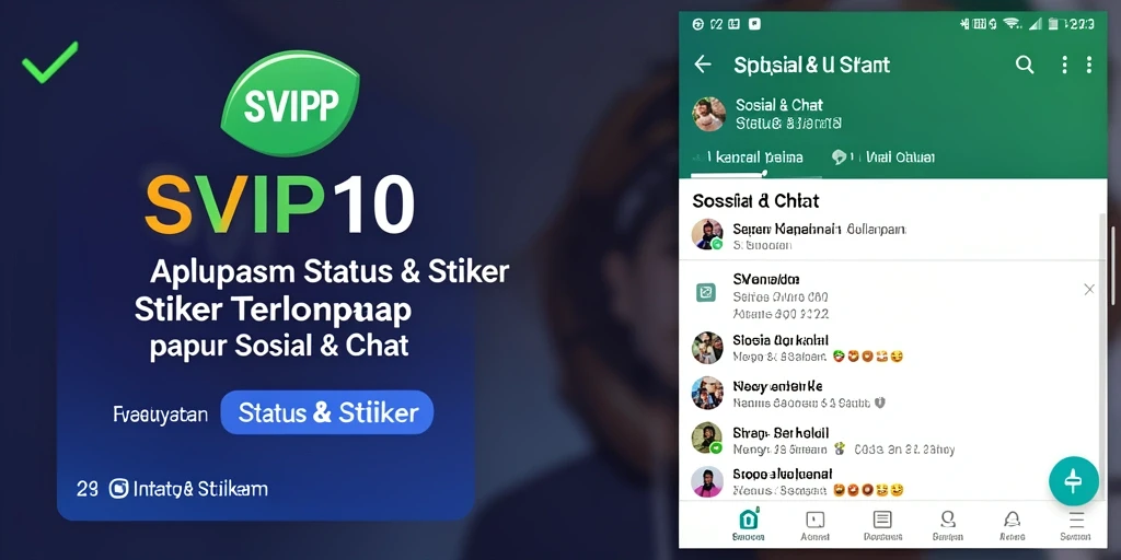 Tampilan antarmuka aplikasi SVIP10 dengan beragam stiker.