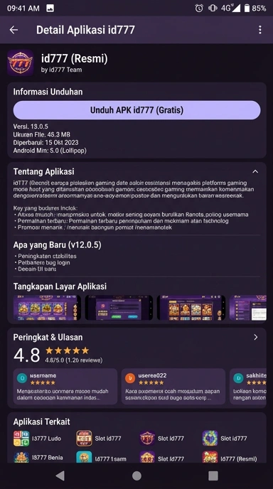 Tampilan halaman APK id777